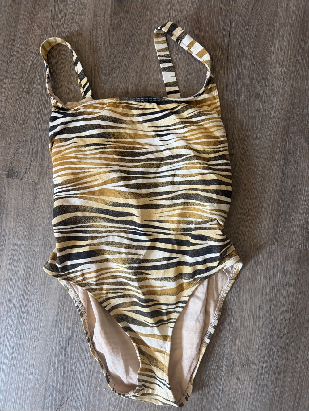 Tiger-Stripe One-Piece Swimsuit - Gold/Black